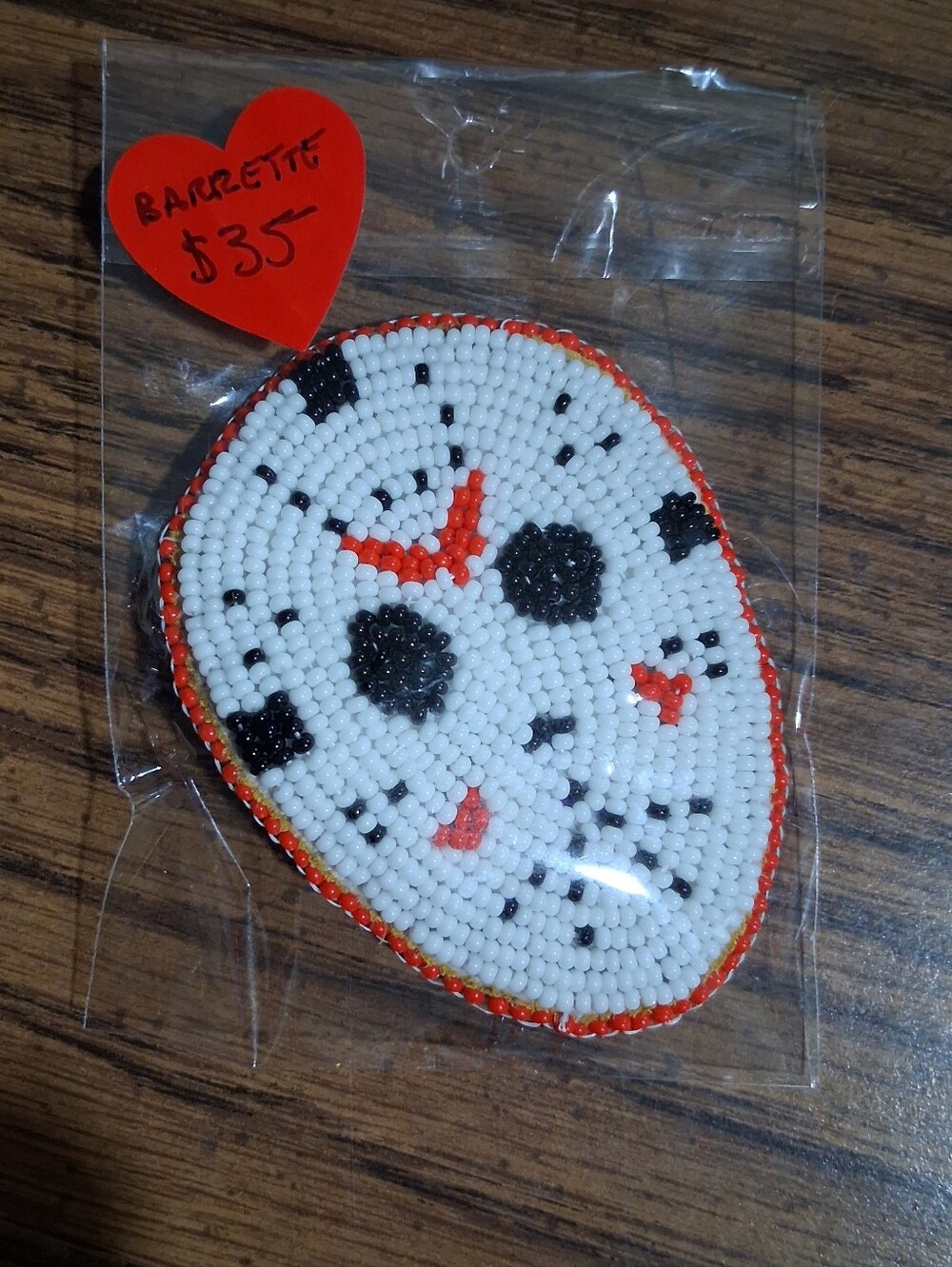 HANDMADE Jason Friday the 13th Halloween Horror Beadwork Barrette